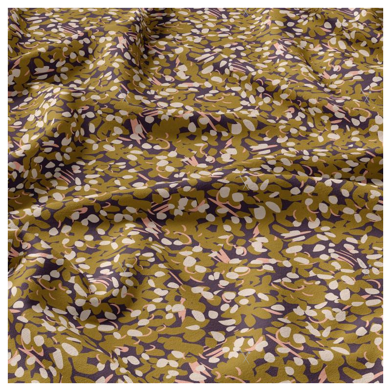 Printed Viscose OIZCO Black Coffee / Ochre